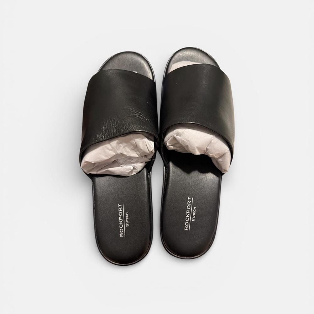 Rockport Women’s Black leather Slide‎ Sandals size 11